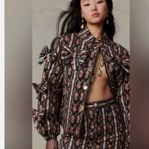 Love Shack Fancy Gianna Kawaii Quilted Bow Floral Cottagecore Jacket L